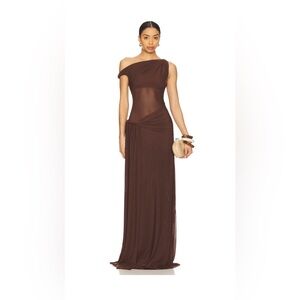 Misha ‘Sisal’ mesh dress, in brown (size small)